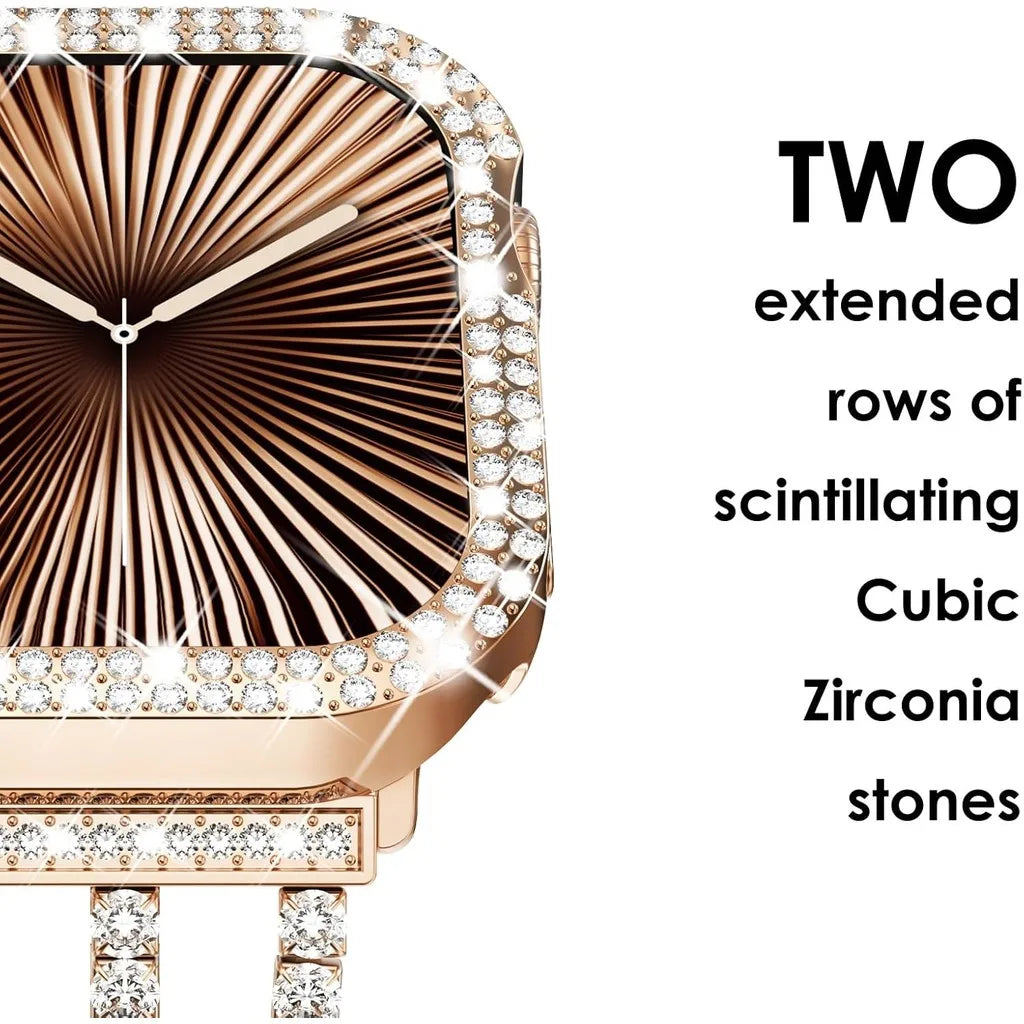 Bling Diamond Hollow Case for Apple Watch 46mm 42mm 40mm 41/44/45/49/41mm for iWatch Series 11 10 9 8 7 6 5 4 3 Protector Cover - I YAN