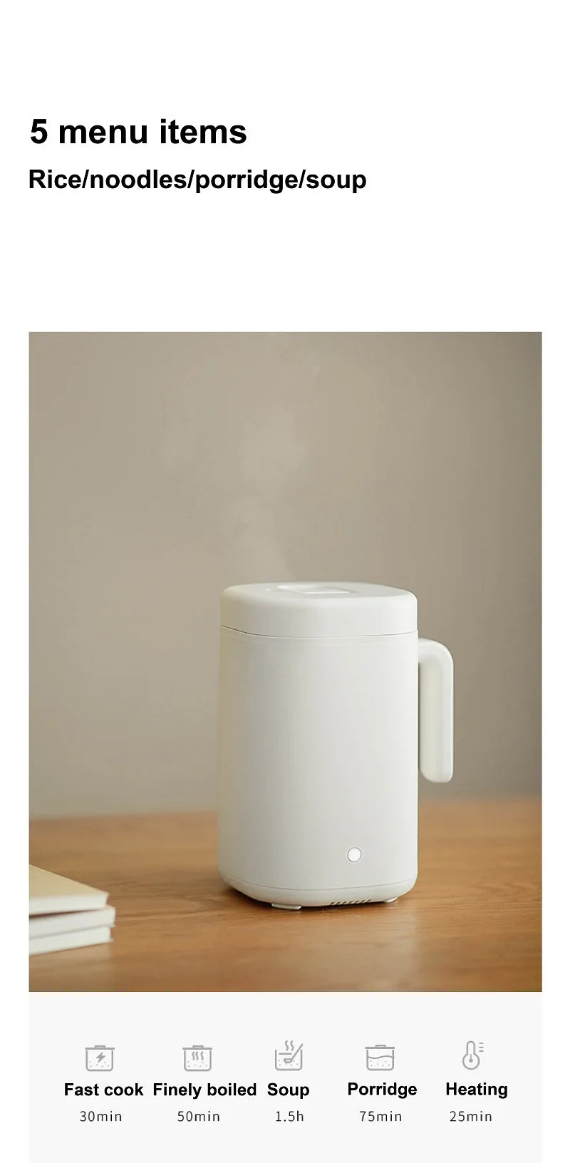 800ml Mini Electric Lunch Box Multi-functional Ceramic Non-stick Fast Rice Cooker Portable Automatic Keep Warm Rice Cooker 220V