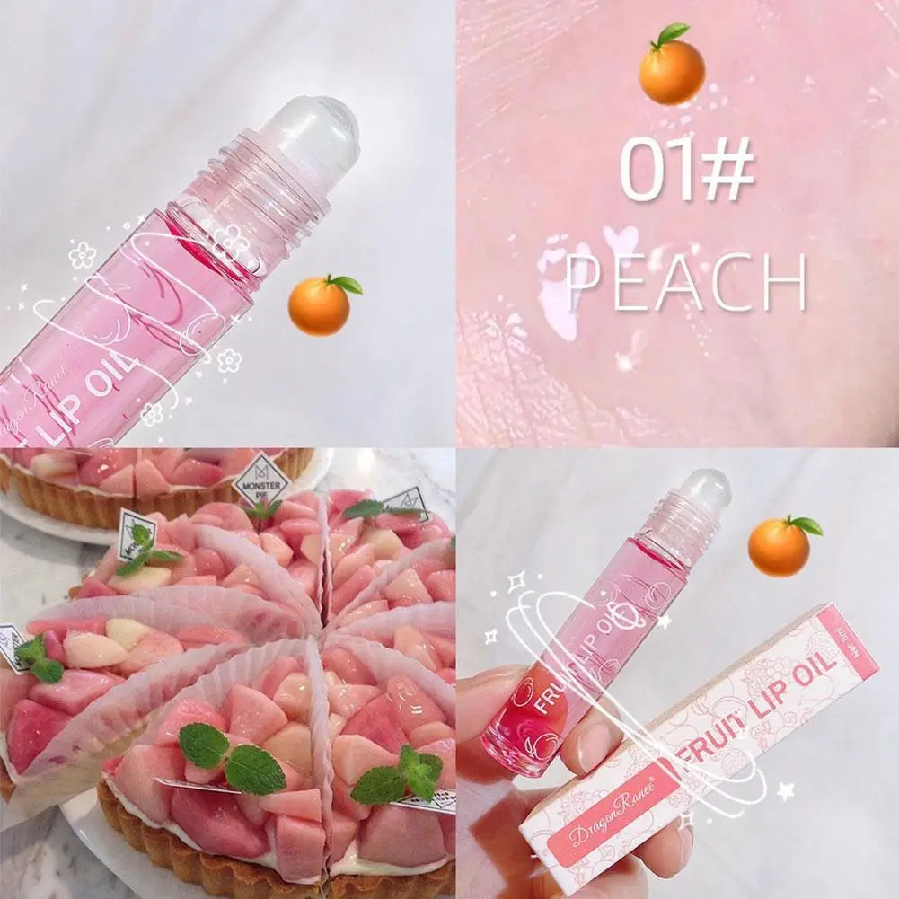 6 Colors Roll-on Fruit Essence Lip Balm LIP Gloss Fruity Lip Oil Gloss Moisturizing Lip Balm Transparent Lip Oil Mirror Randomly