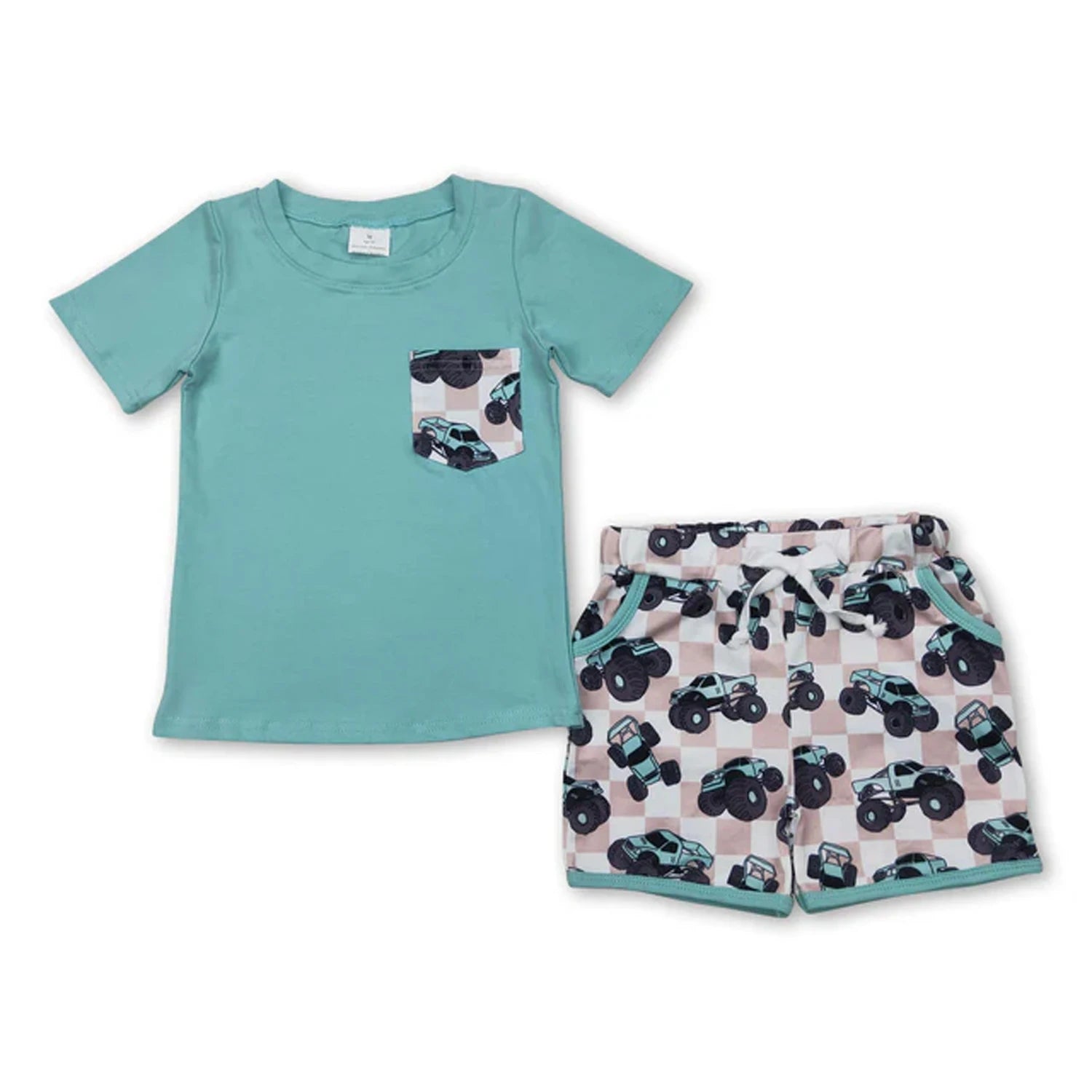 Toddler boy summer outfit set by I YAN with a printed short sleeve T-shirt and elastic waist shorts, perfect for warm weather.