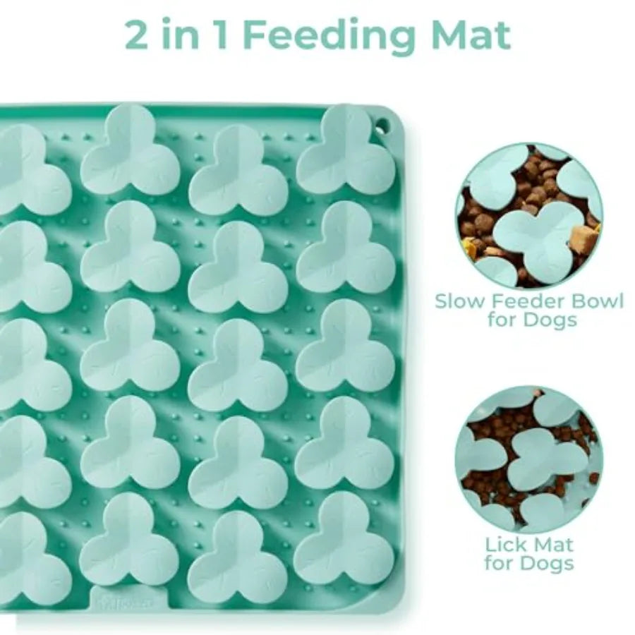 I YAN silicone snuffle mat for dogs with textured surface, designed to slow down eating and provide mental stimulation for medium and large breeds.