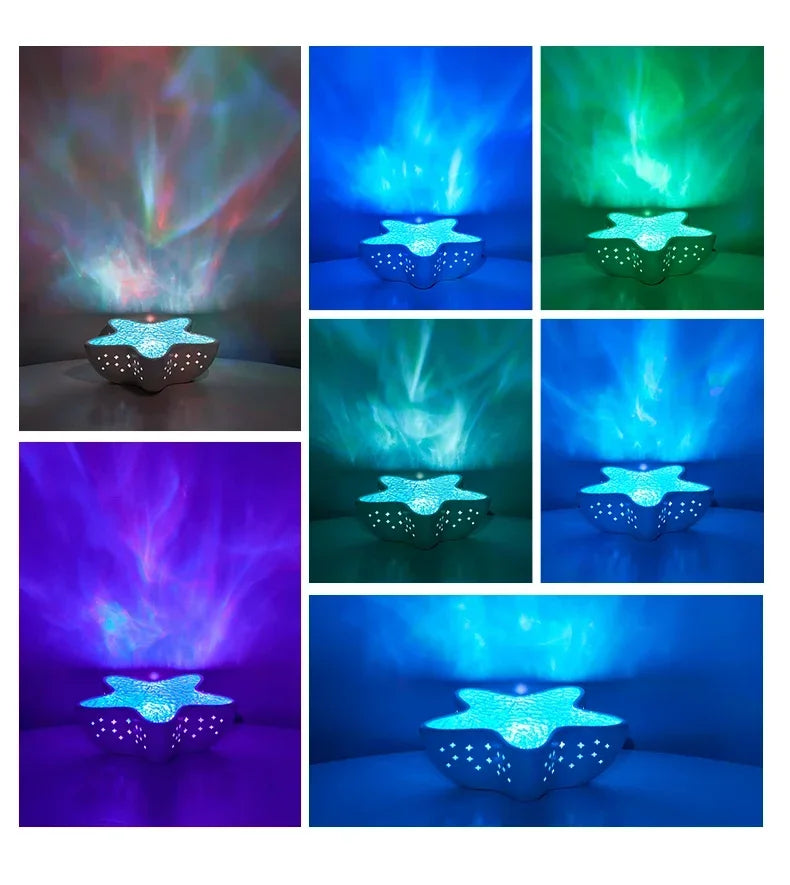 Starfish LED Table Lamp Aurora Projector Lamp Starry Sky Northern Light Bedside Lamps Bedroom Decoration Atmosphere Night Light