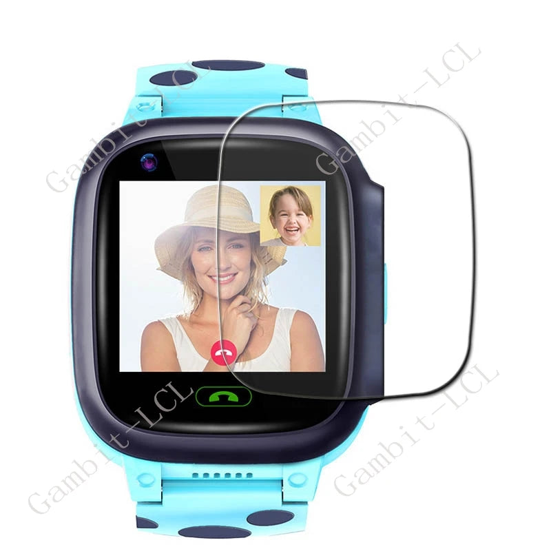 I YAN HD full hydrogel film protector on Y95H Y95 A36E smart watch, showing screen coverage and protective film application.