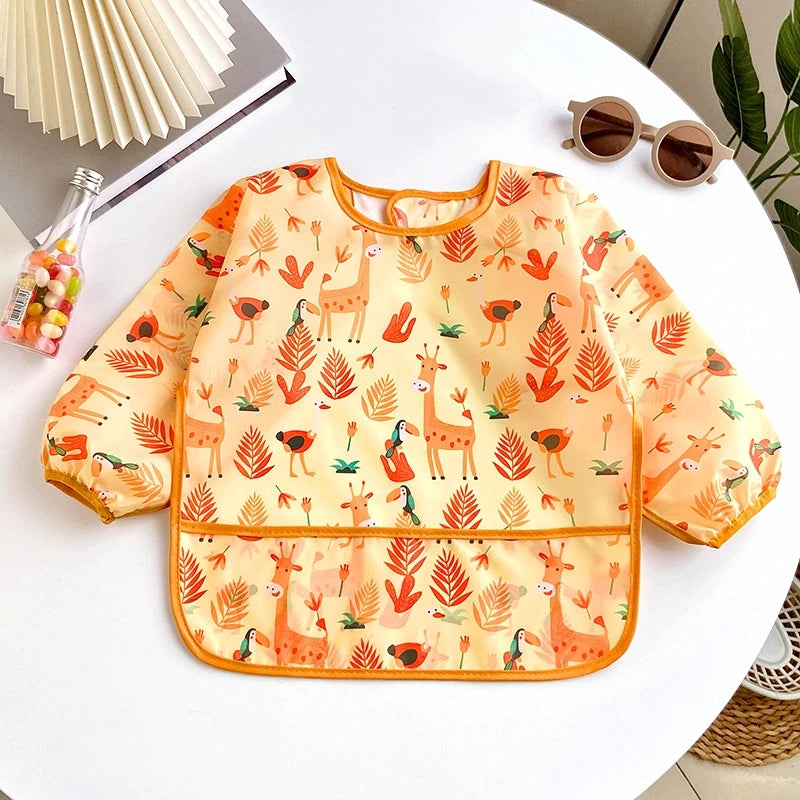 Waterproof Full Sleeve Baby Bibs Children Apron Long Sleeve Feeding Smock Kids Eating Breastplate Infant Scarf Clothing