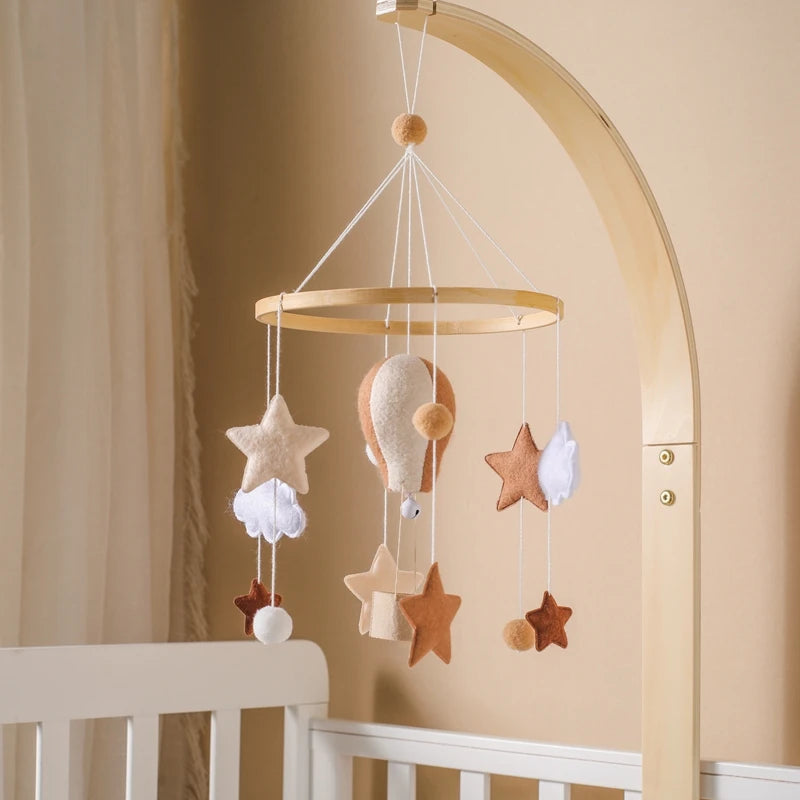 Hot Air Balloon Wooden Baby Crib Mobile – Musical Bed Bell & Rattles for Newborns 0–12M - I YAN