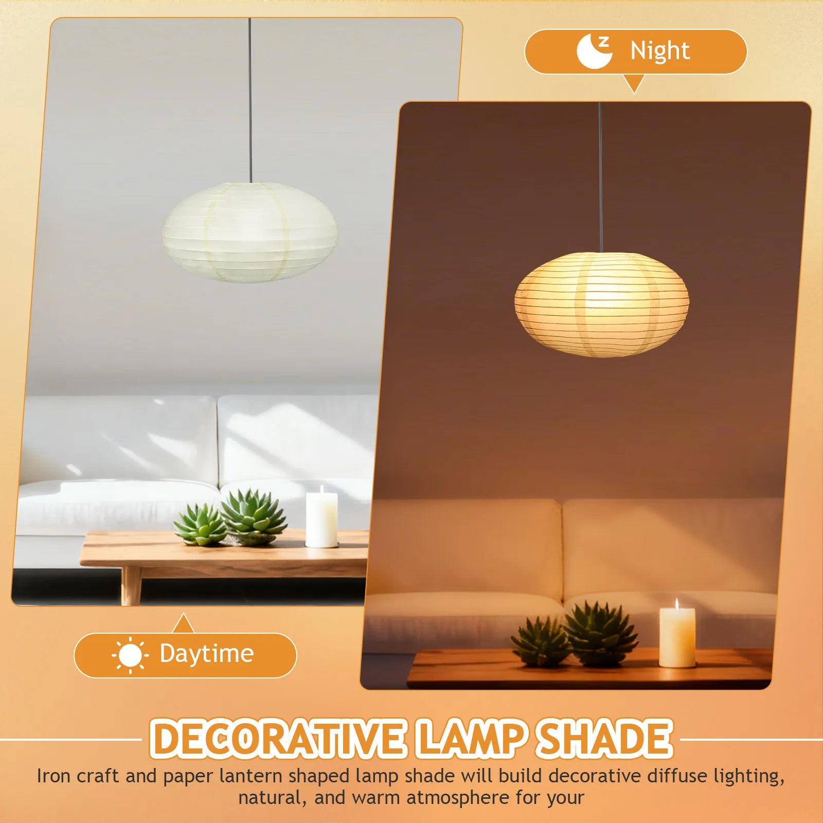 Oval paper lantern Round Lamp Shade Rice Paper Pendant Lampshade 40cm Chinese Japanese Style Hanging Chandelier Light Cover