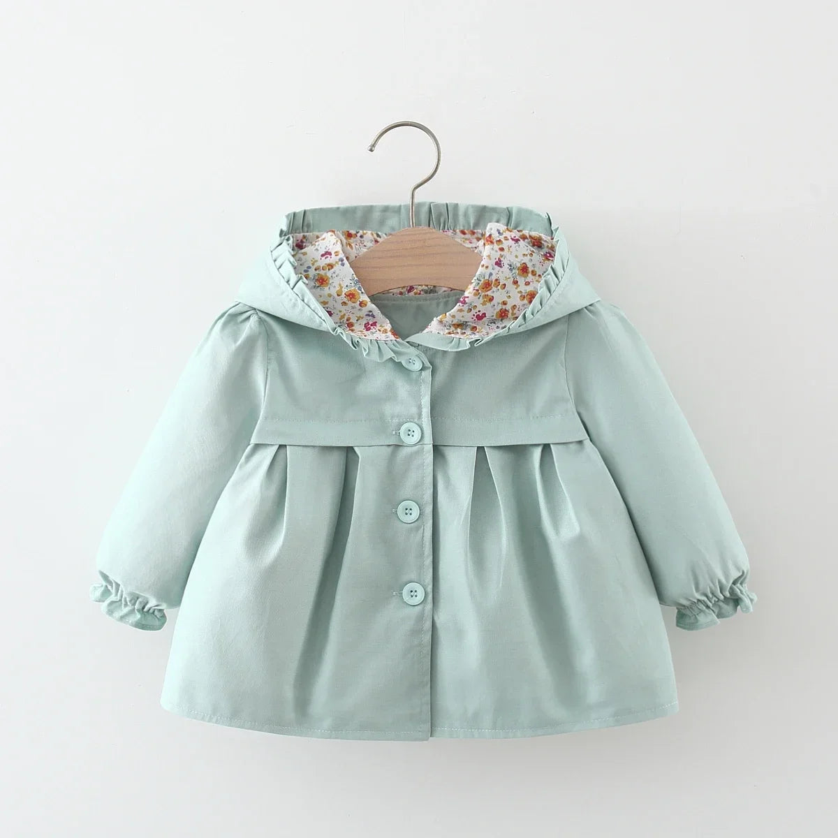 Newborn Baby Girl Clothes Spring And Autumn Solid Color Baby Girl Coat Simple Girl'S Windbreaker
