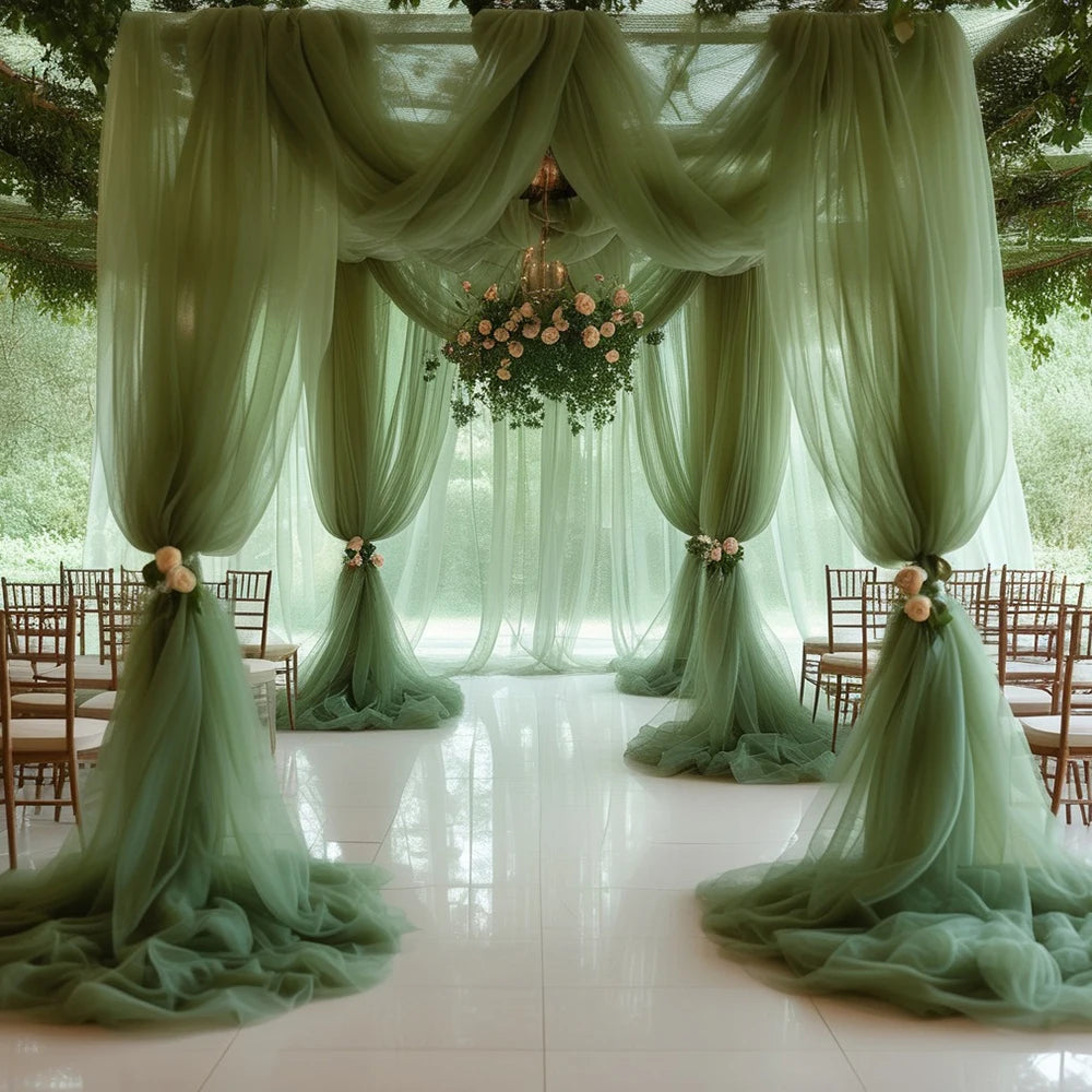 Mesh Gauze Backdrop Curtain Parties Wrinkle Free Photo Curtains Backdrop Drapes Fabric Decoration for Birthday Party Wedding