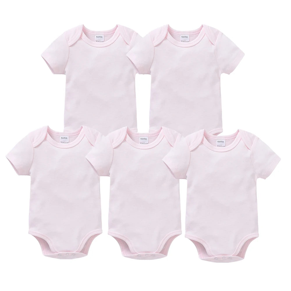 Kavkas 3-piece baby bodysuit set by I YAN with solid white short-sleeve cotton jumpsuits for boys and girls aged 0-24 months