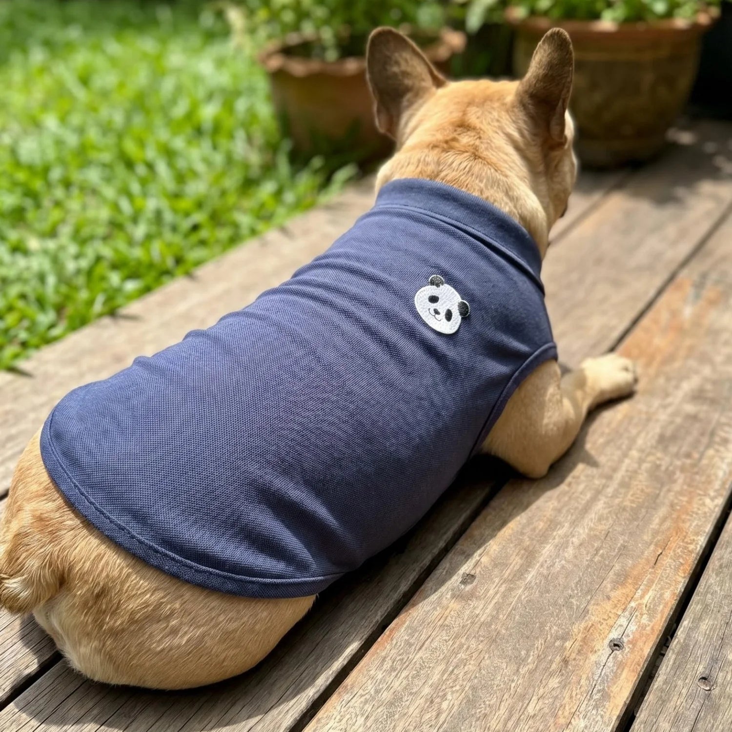 Panda Embroidered Pet Polo Shirt Soft Breathable Sleeveless Dog Clothing Daily Walking Outfit For All Small Medium Breeds