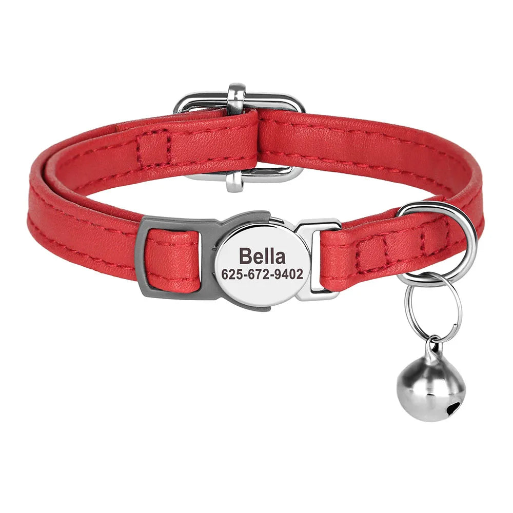 Cute Breakaway Personalized Kitten Cat Collar & Bell Safety Buckle Quick Release Custom Engraved Name ID Tag