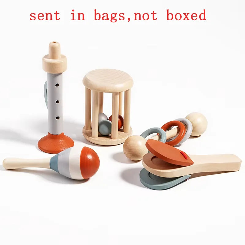 I YAN 5-piece baby musical instrument set with sensory rattles and percussion toys for early learning and developmental play
