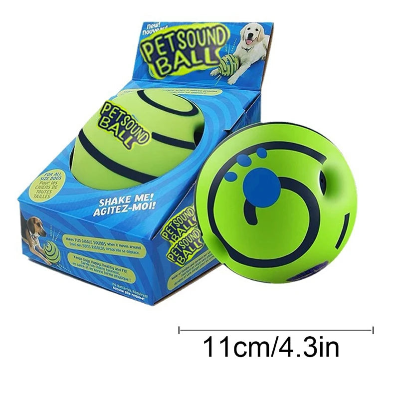 Interactive I YAN Wobble Wag Giggle Glow Ball for dogs, featuring sound and light for engaging play and entertainment.
