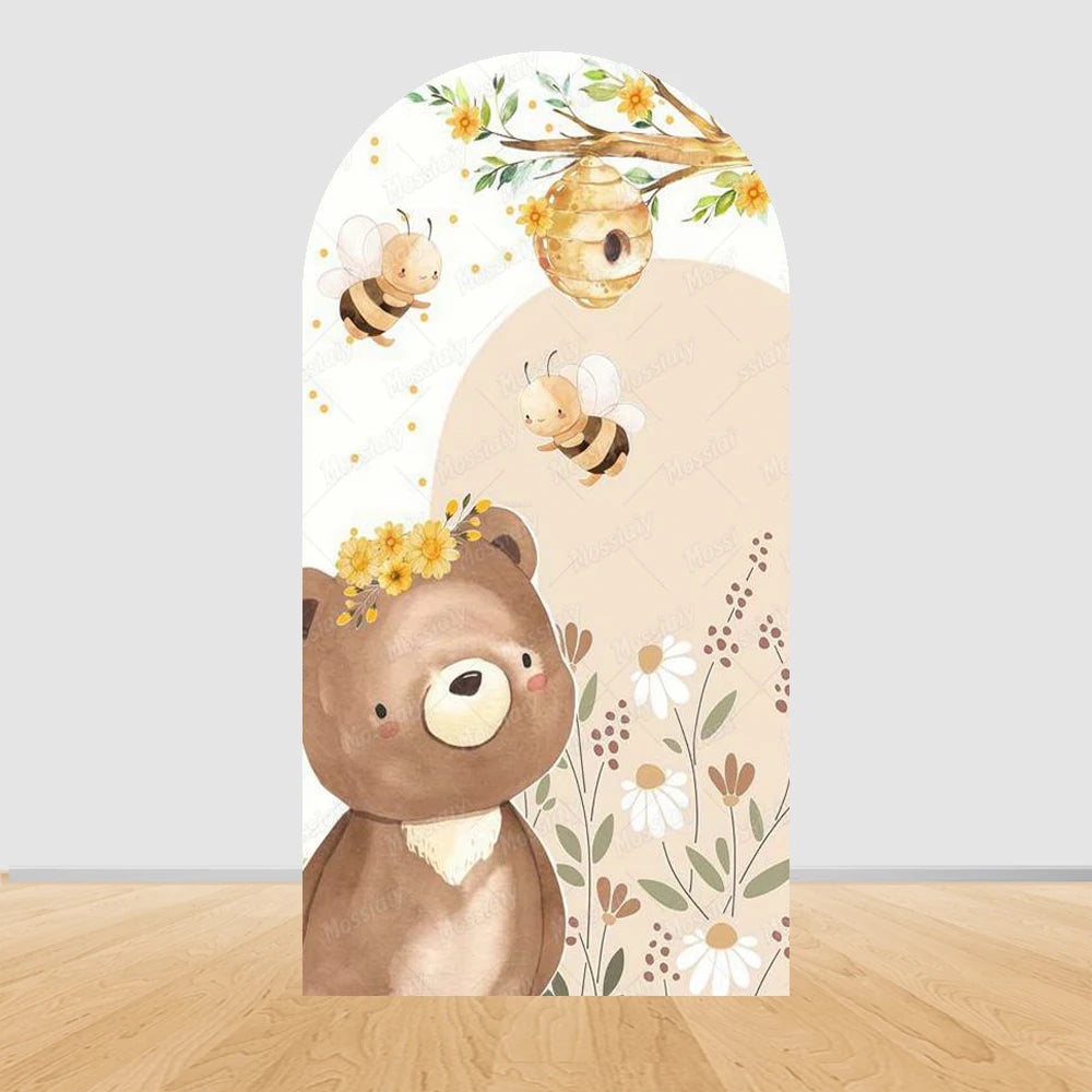 Jungle Animals Party Wild One Baby Shower Arch Cover Backdrop for Boy Birthday Cartoon Animal Truck Background Wall Decoration