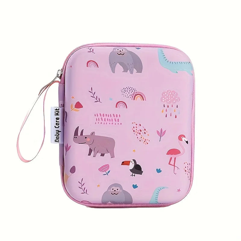 I YAN 14-piece healthcare kit with portable case, includes nail clippers, comb, brushes, ear spoon, and grooming accessories.