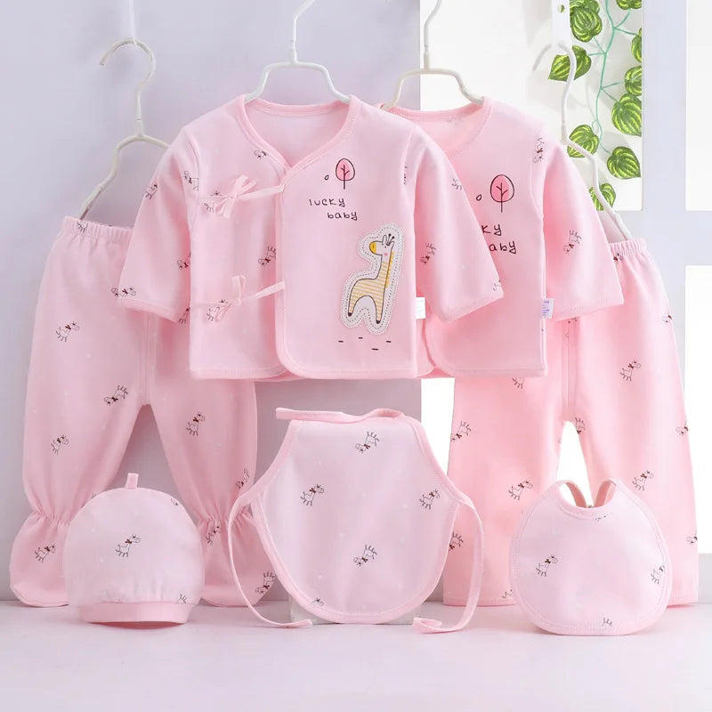 Newborn Baby Clothing Set 7-Piece – Soft Cotton Cartoon Outfit Gift - I YAN