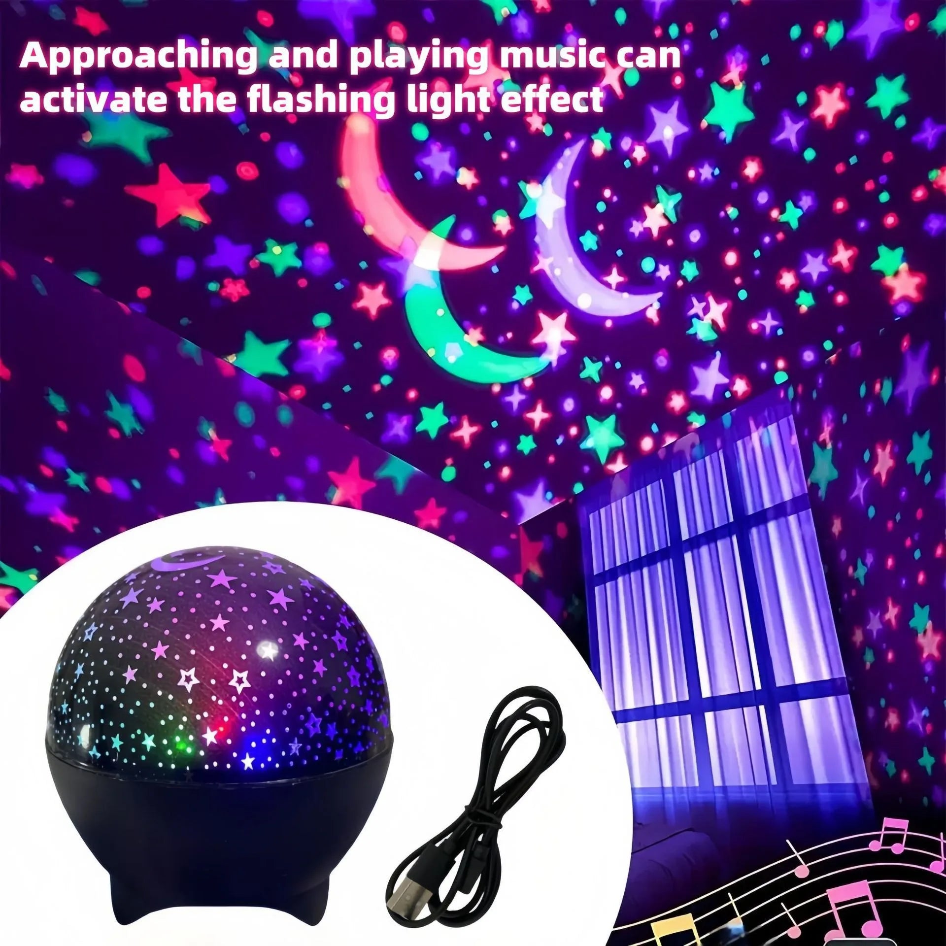 Star Projector Night Lights for Kids Starry Sky Moon Effect Atmosphere Light 360° Rotation for Bedroom Party Decor Birthday Gift