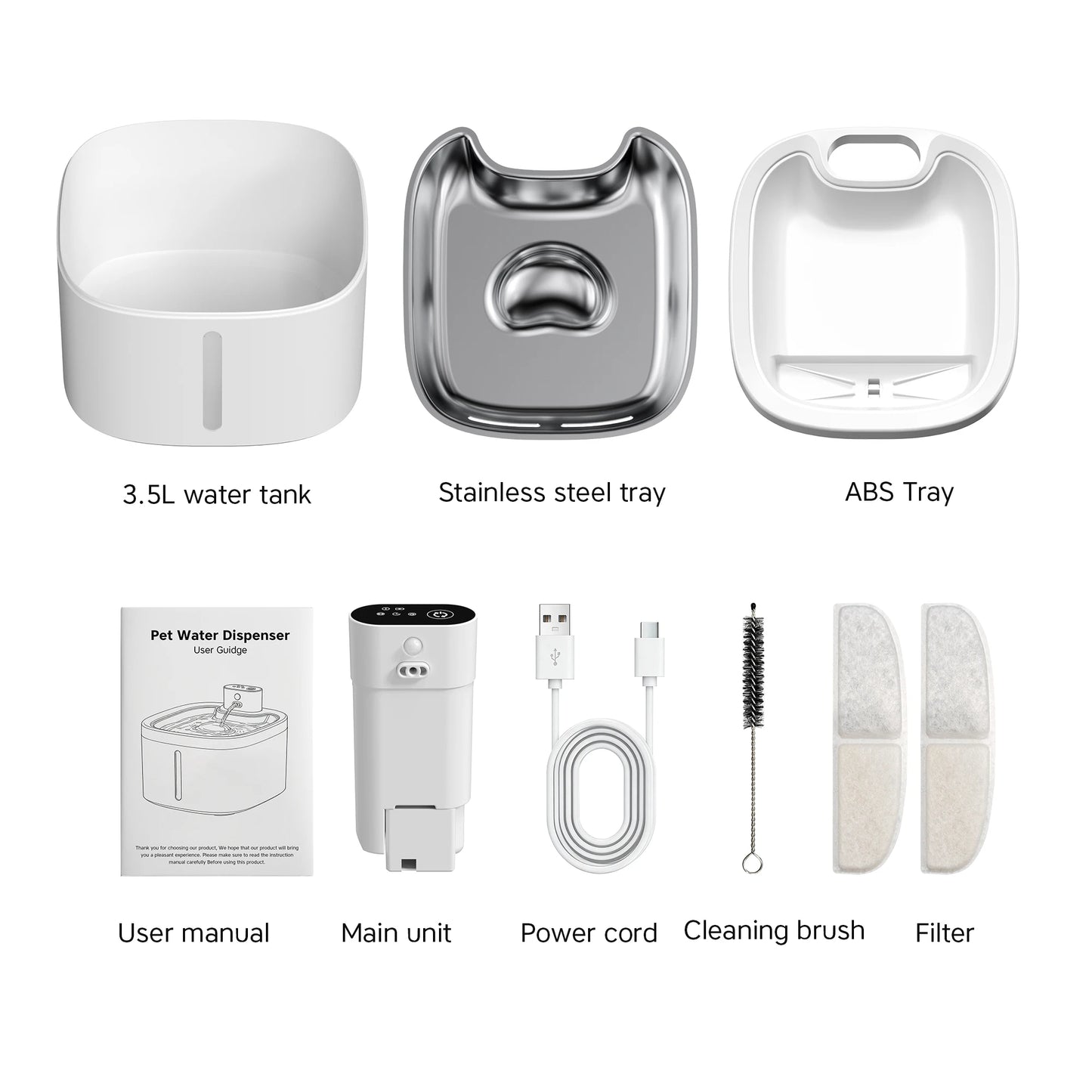 Wireless Cat Water Fountain 3.5L Pet Water Dispenser 4000mAh Long Lasting Battery Life Stainless Steel Pallet and Motion Sensing