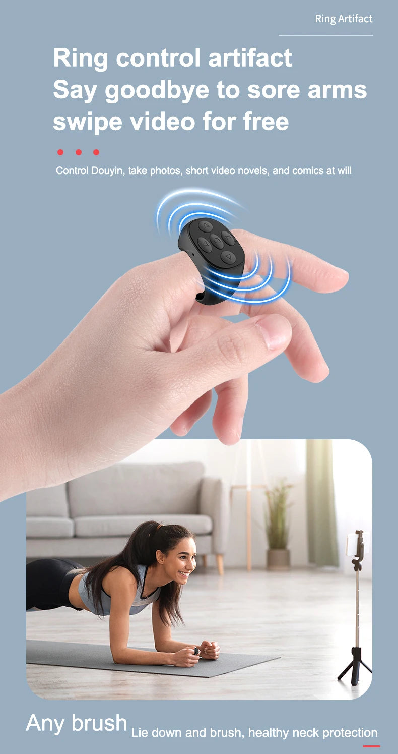 Wireless Bluetooth selfie remote control ring for Xiaomi and Apple phones, easy-to-use Tiktok remote from I YAN.