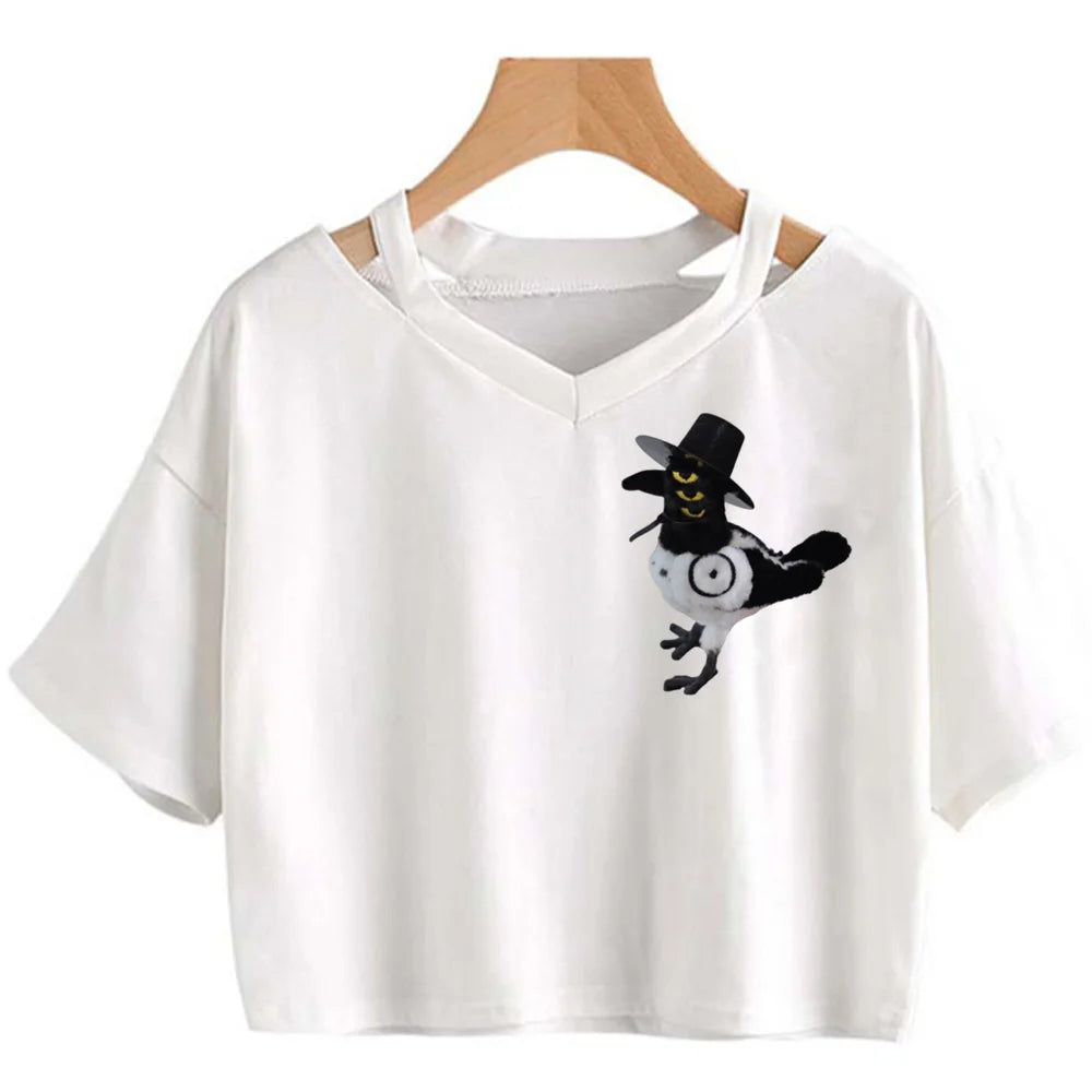 Kpop Demon Hunters Girls O-Neck Casual Women Summer Shirts Crop T-shirt