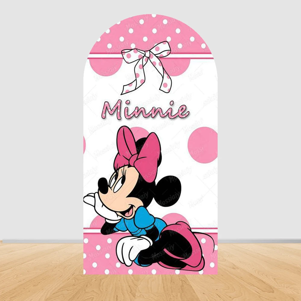 Pink Minnie Arch Background Cover Custom Dot Bow Minnie Photography Backdrop Girl Birthday Party Decoration Portrait Photo Props