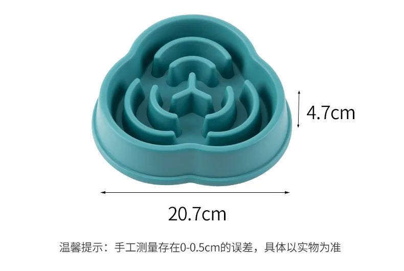 I YAN pet slow food bowl for cats and dogs, round, non-slip, thickened, in multiple colors, designed to prevent choking and aid digestion.