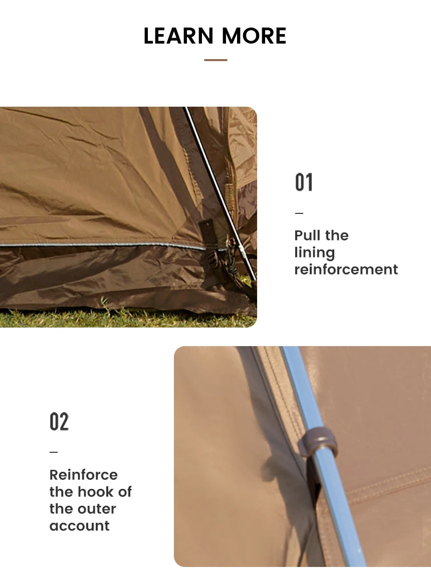 MOBI GARDEN Camping Tunnel Tent Two Bedrooms Waterproof Sunshade Portable Living Tent