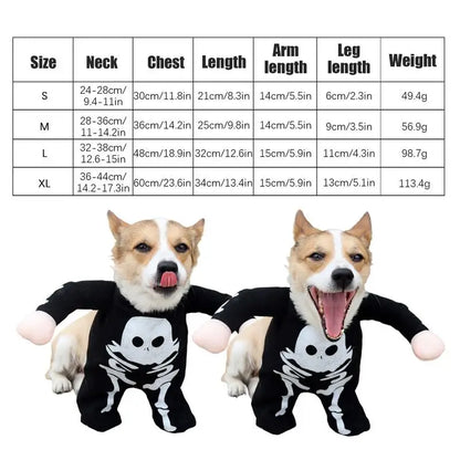 Glow-in-the-Dark Dog Skeleton Halloween Costume – Funny Pet Outfit