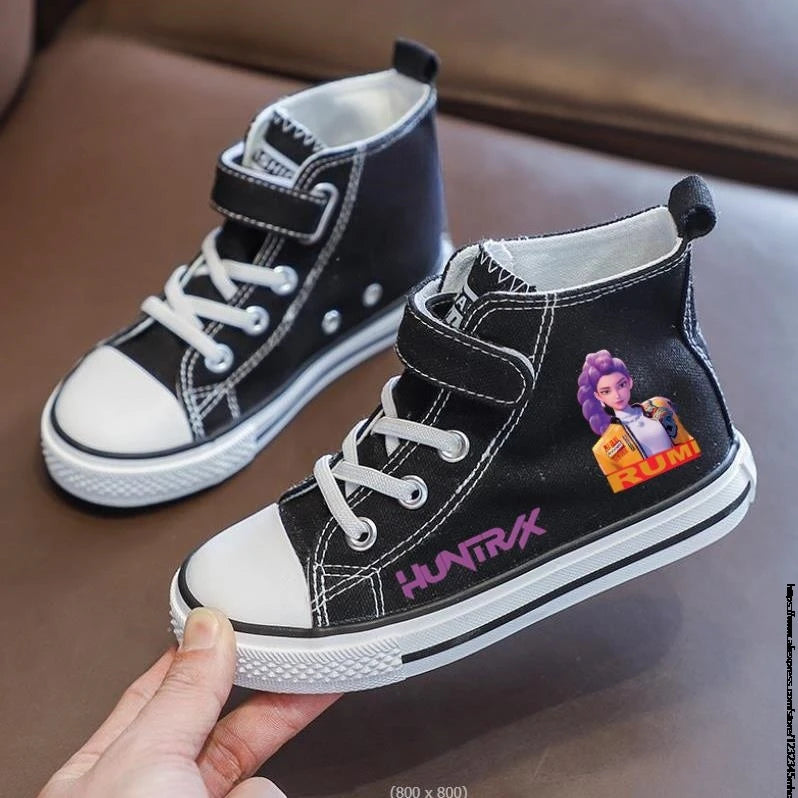 New Kpop Demon Hunter Children's Canvas Shoes Kids Sneakers Boys Girls Fashion Canvas Shoe Cartoon Print Breathable Casual Shoes