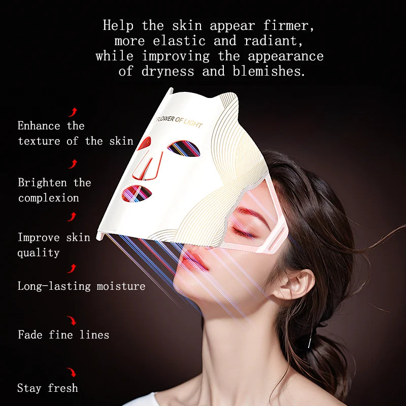 LED Beauty Mask Red Blue Light Home Skin Rejuvenation Device Brightens Skin Tone Improves dull Oily and Acne-prone Skin Care