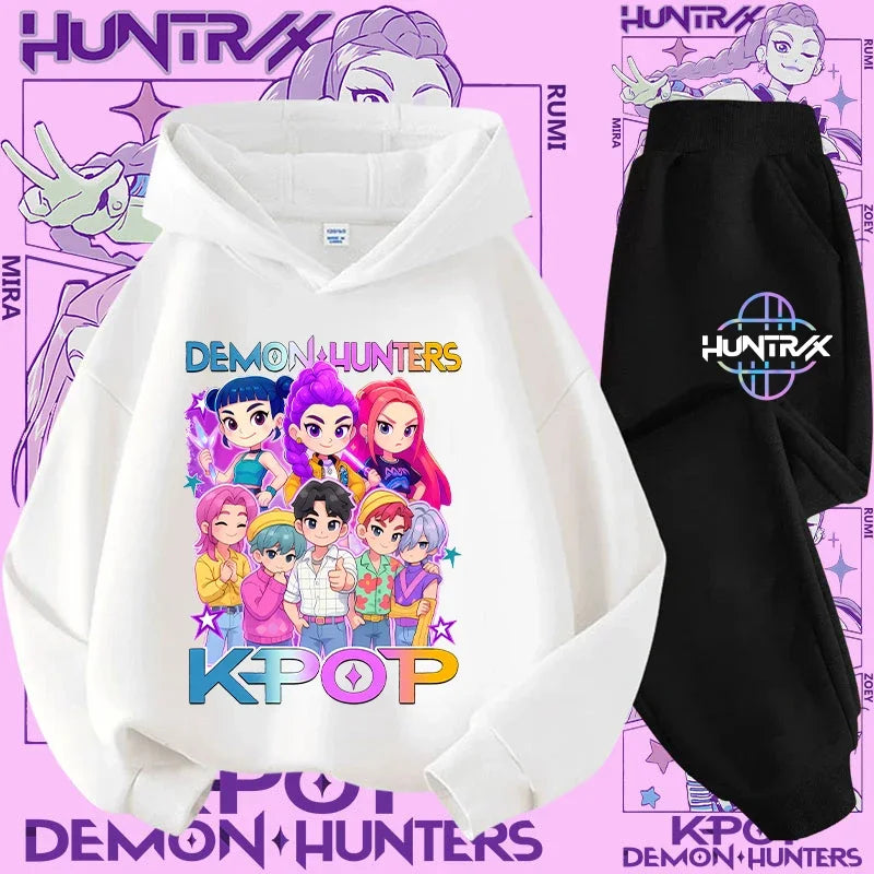 K-Pop Devil Hunter Kids Tracksuit Set – Soft Breathable Hoodie & Pants Girls & Boys Ages 4-13 - I YAN
