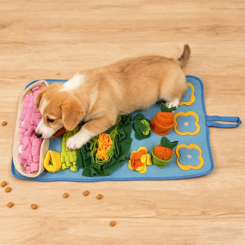 I YAN pet snuffle mat for dogs, washable interactive puzzle feeding rug with multiple fabric folds for boredom relief and mental stimulation