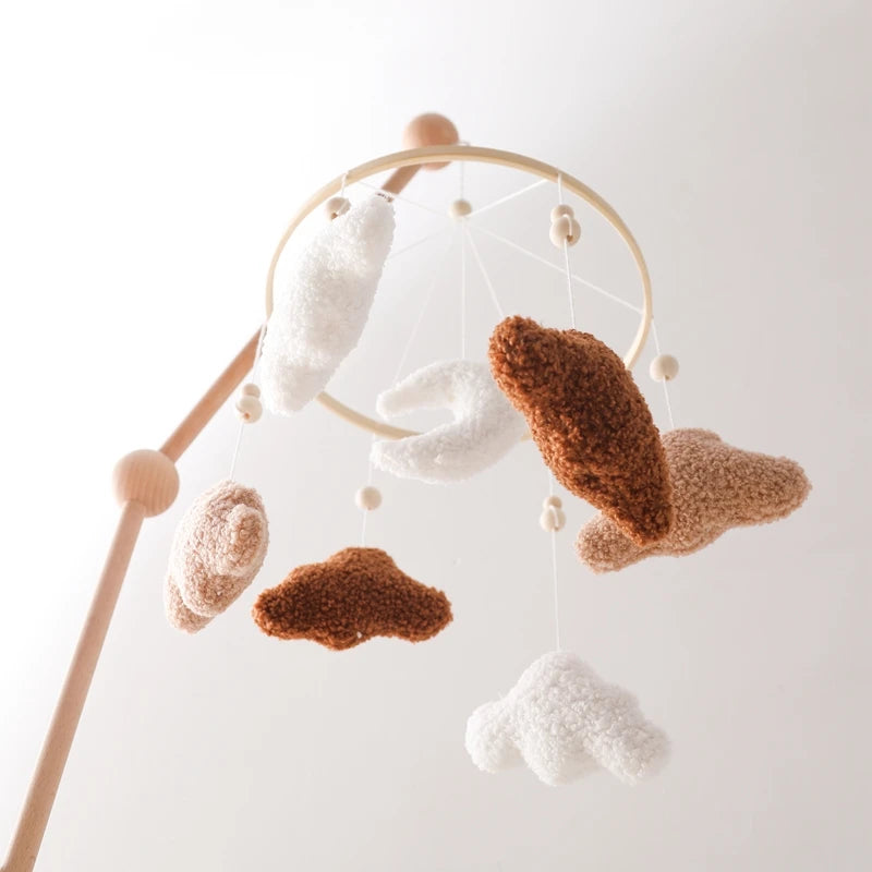 Crochet Stars Baby Crib Mobile – Wooden Bed Bell Hanging Toy for Newborns 0-12M - I YAN