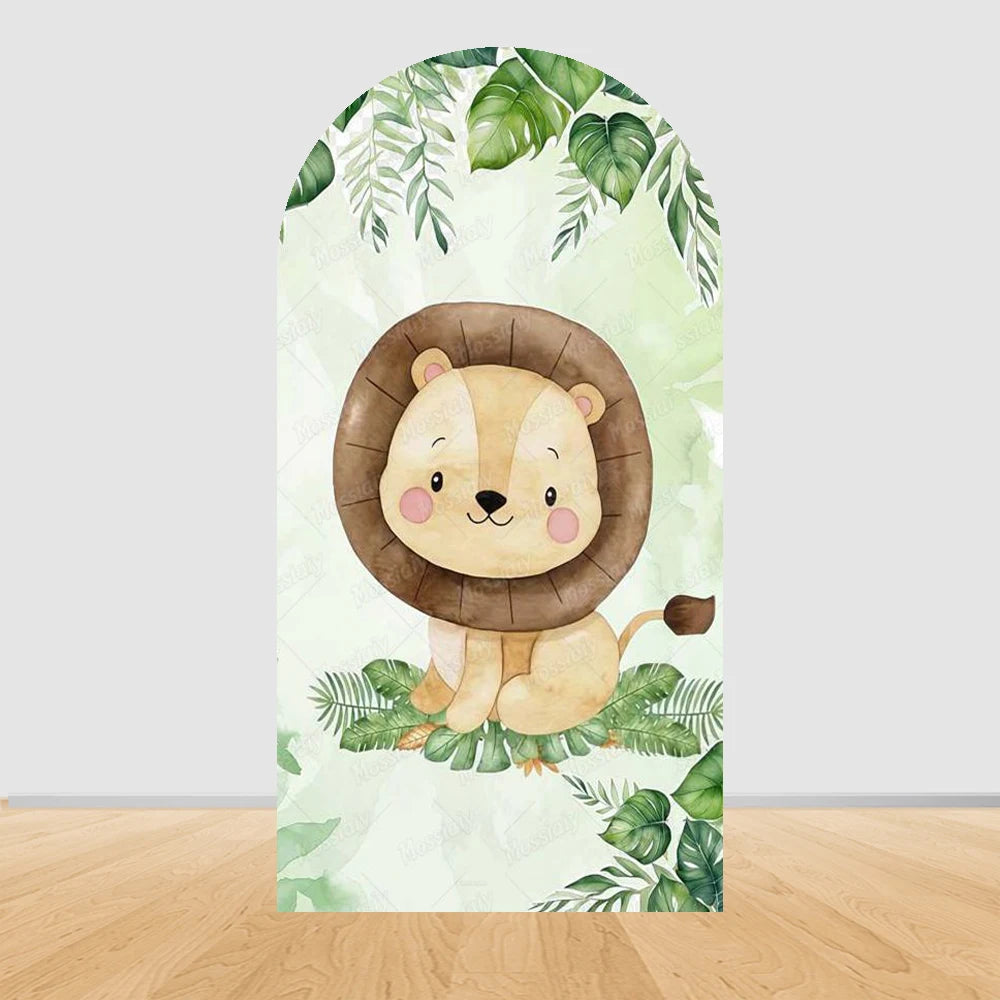 Jungle Animals Party Wild One Baby Shower Arch Cover Backdrop for Boy Birthday Cartoon Animal Truck Background Wall Decoration
