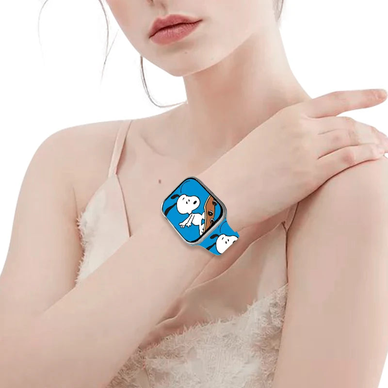 Beach Snoopy Printed Strap for Apple Watch 11 10 9 Silicone Band Replaceable Bracelet for iWatch 46mm 44mm 42mm 41mm Watchband