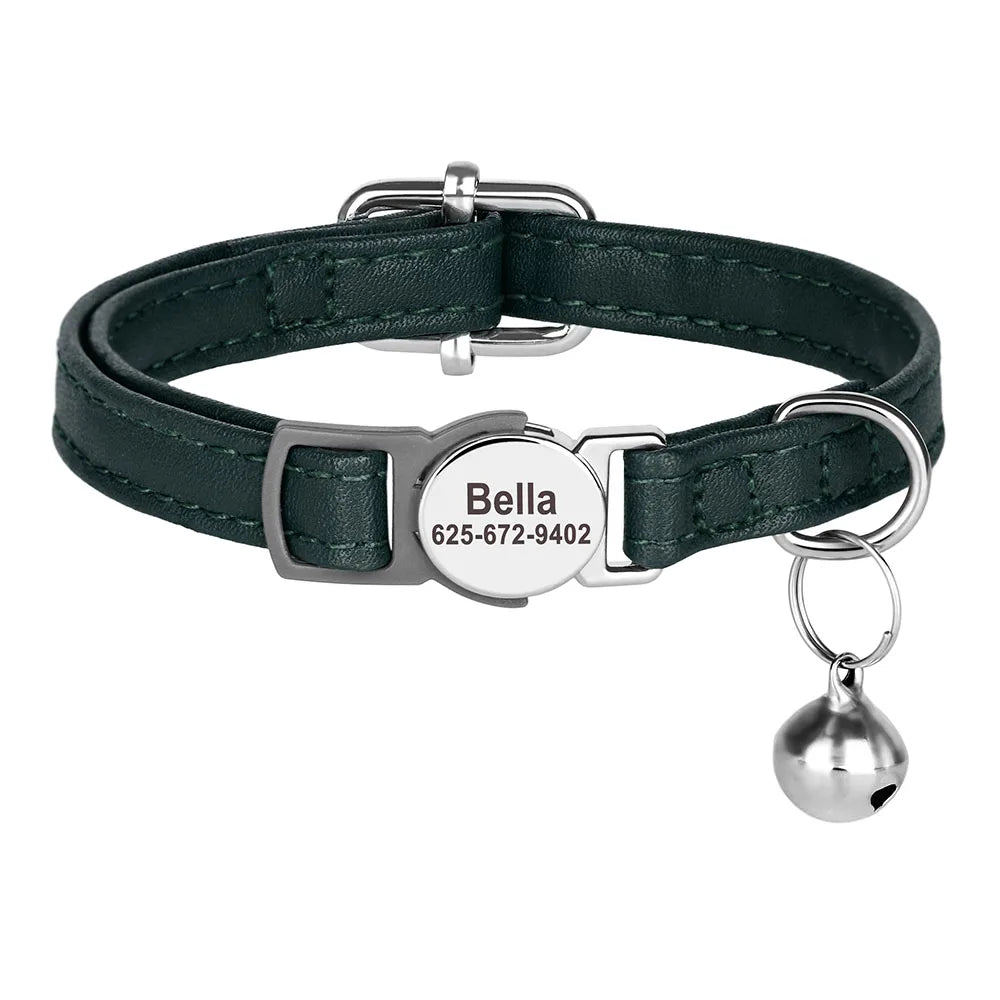 Cute Breakaway Personalized Kitten Cat Collar & Bell Safety Buckle Quick Release Custom Engraved Name ID Tag