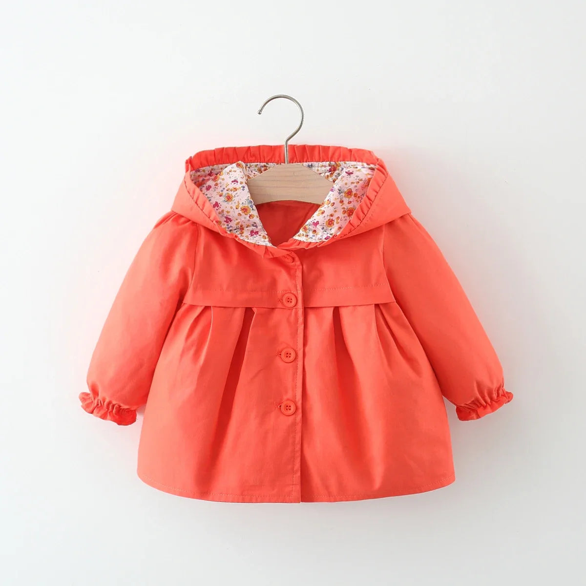Newborn Baby Girl Clothes Spring And Autumn Solid Color Baby Girl Coat Simple Girl'S Windbreaker