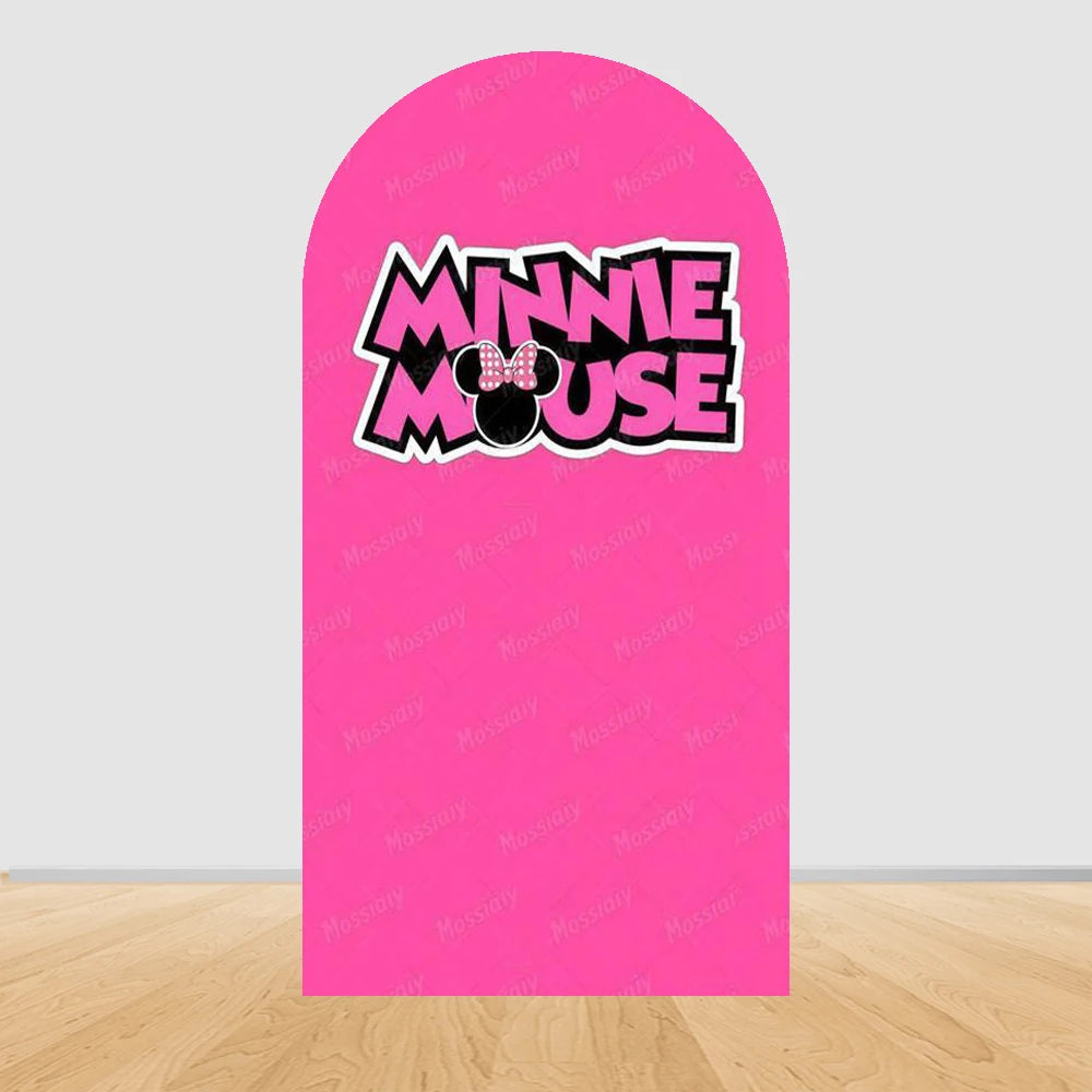 Pink Minnie Arch Background Cover Custom Dot Bow Minnie Photography Backdrop Girl Birthday Party Decoration Portrait Photo Props