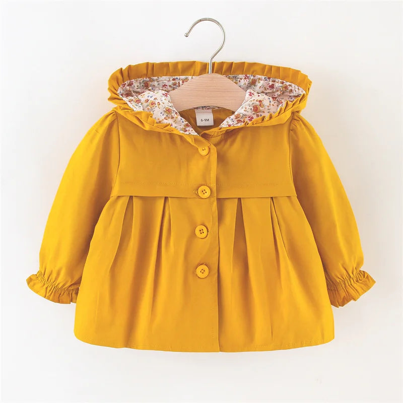 Newborn Baby Girl Clothes Spring And Autumn Solid Color Baby Girl Coat Simple Girl'S Windbreaker