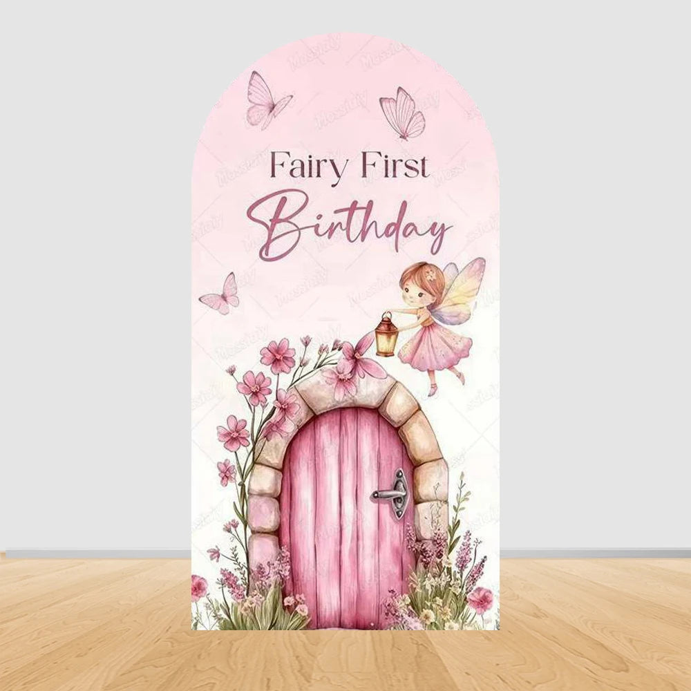 Custom Wonderland Fairy Mushroom Butterfly Chiara Arch Backdrop Cover Ballet Girls Birthday Party Baby Shower Decor Background