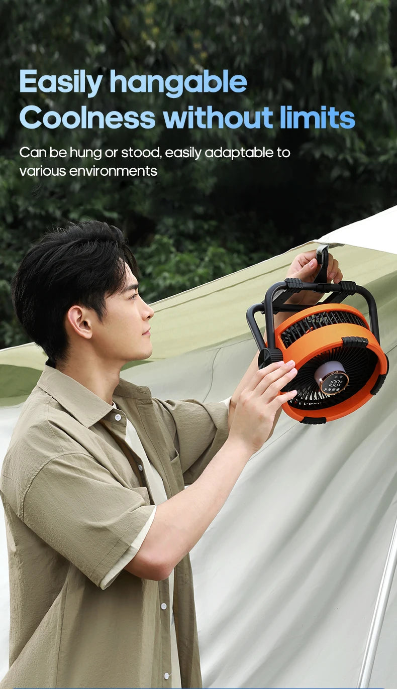 6 in 1 Desktop Fan 20000mAh Outdoor Camping Fan Air Circulator 4 Speed Adjustment Wireless Tent Ceiling Fan