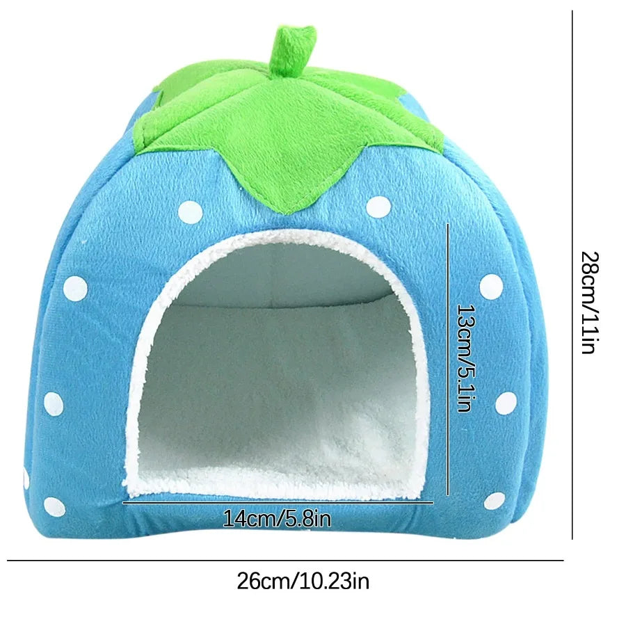 Strawberry Pet Bed for Dog, Puppy Cats Indoor Foldable Soft Warm Bed, Pet House Kennel Tent, S