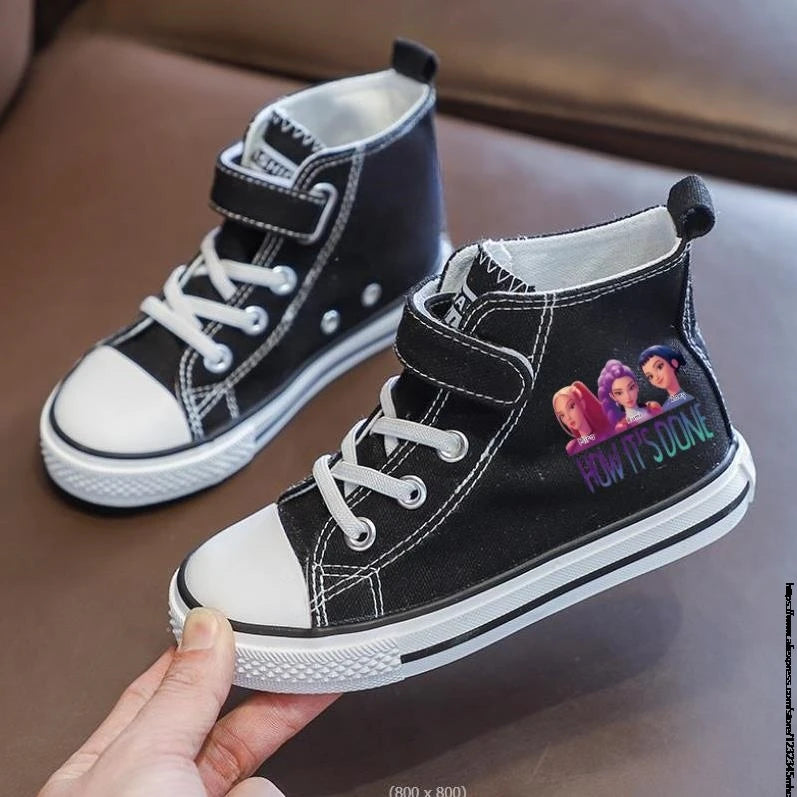 New Kpop Demon Hunter Children's Canvas Shoes Kids Sneakers Boys Girls Fashion Canvas Shoe Cartoon Print Breathable Casual Shoes
