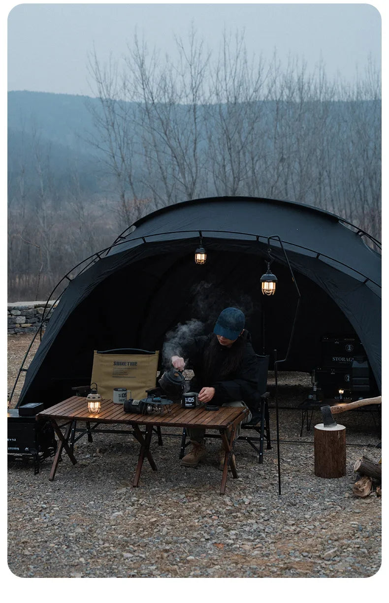 Outdoor vintage pendant light by I YAN, portable rechargeable camping lantern with long-lasting ambient illumination for tents and outdoor use.