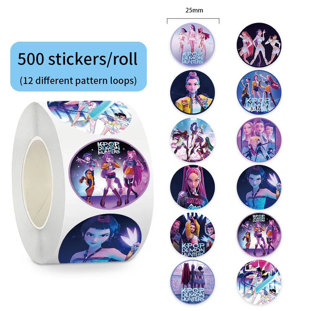 500Pcs Tiger Theme Anime KPop Stickers Roll DIY Waterproof Decals for Scrapbook Phone Luggage Skateboard Laptop Decor