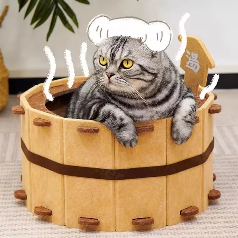 Soft felt pet nest from I YAN, a cozy four-season cat bed with semi-enclosed design for sleeping and claw sharpening.