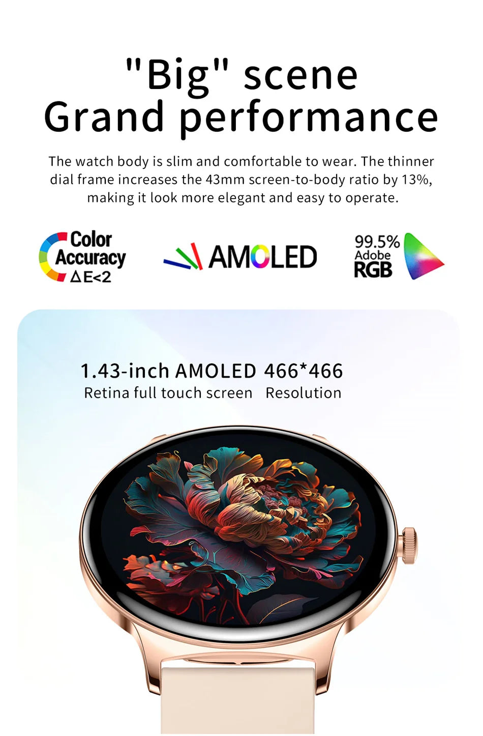 2026 New Ultra Slim AMOLED Smart Watch Women Screen Always Display Time Heart Rate BT Calling High-end Fashion Smartwatch