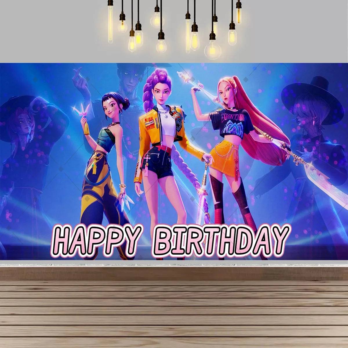 Kpop Theme Girl's Birthday Party Decoration Backdrop Pink Demons Birthday Party Supplies Decor Banner Baby Baptism Gift