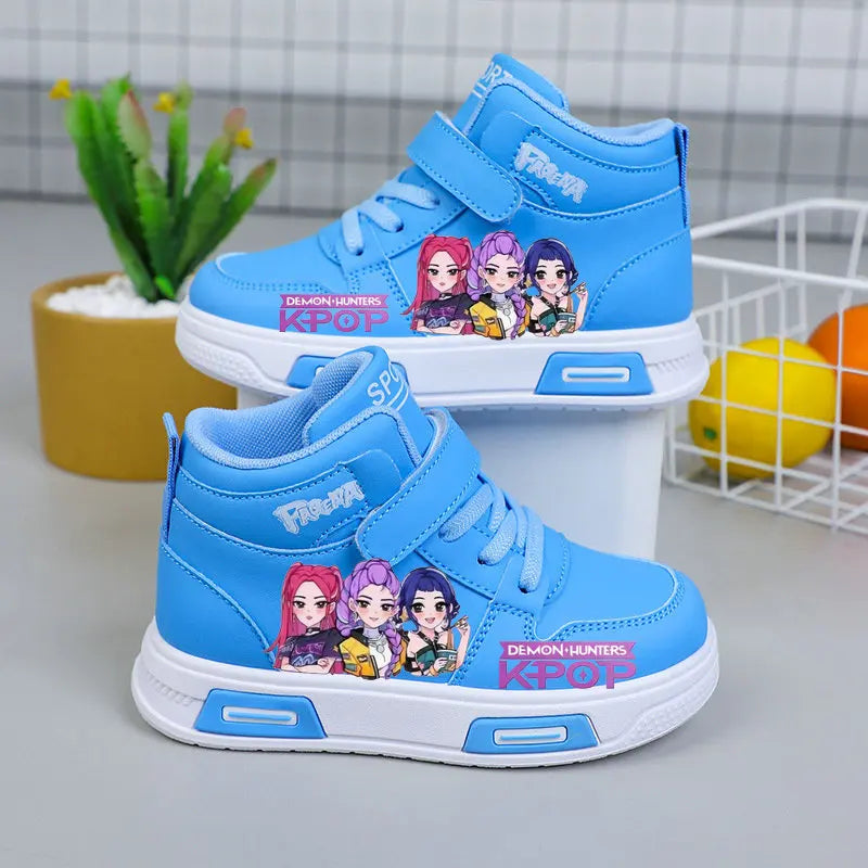 Kpop Demon Hunters High Top Sneakers for Kids Boys Girls Fashion Sport Shoes Anti Slip Casual Footwear Children Leather Sneaker