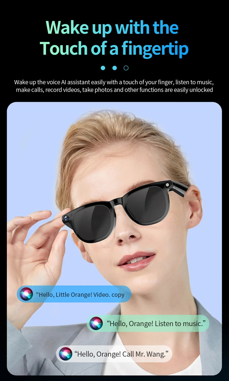 New AI Smart Glasses 800W HD Camera Black Technology Image Translation Chat GPT Video Call Photo Waterproof For Men Women New